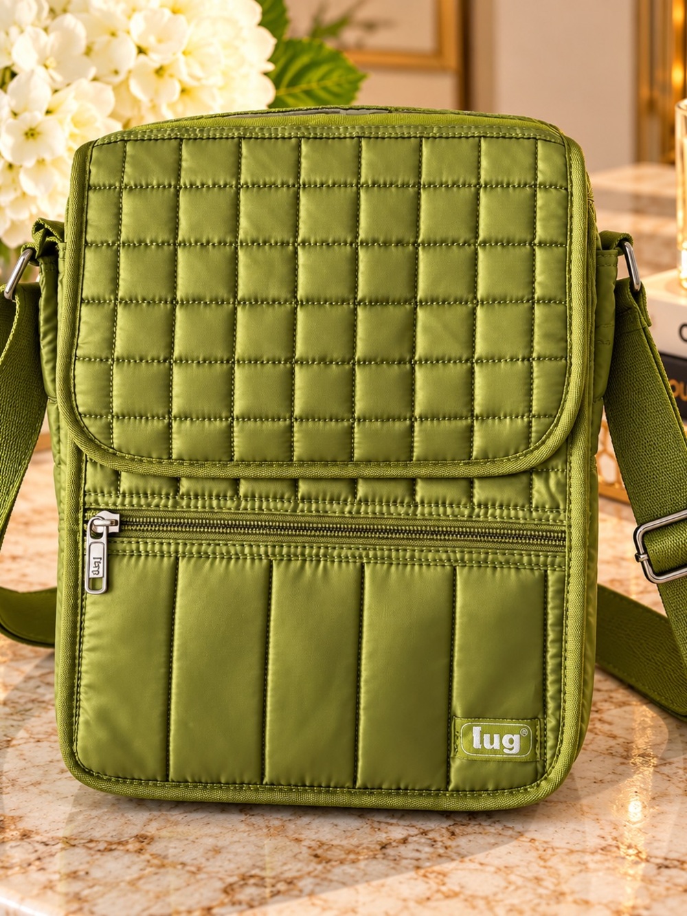 lug Quilted Olive Messenger Crossbody Bag